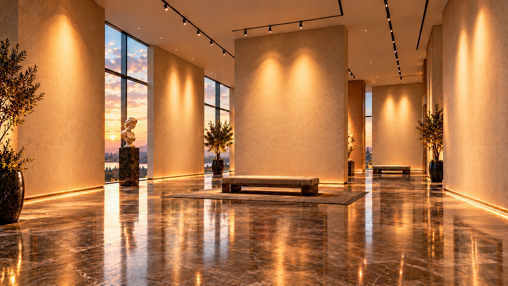 Explore the unoccupied Portrait & Life Gallery art exhibition room, with artwork coming soon